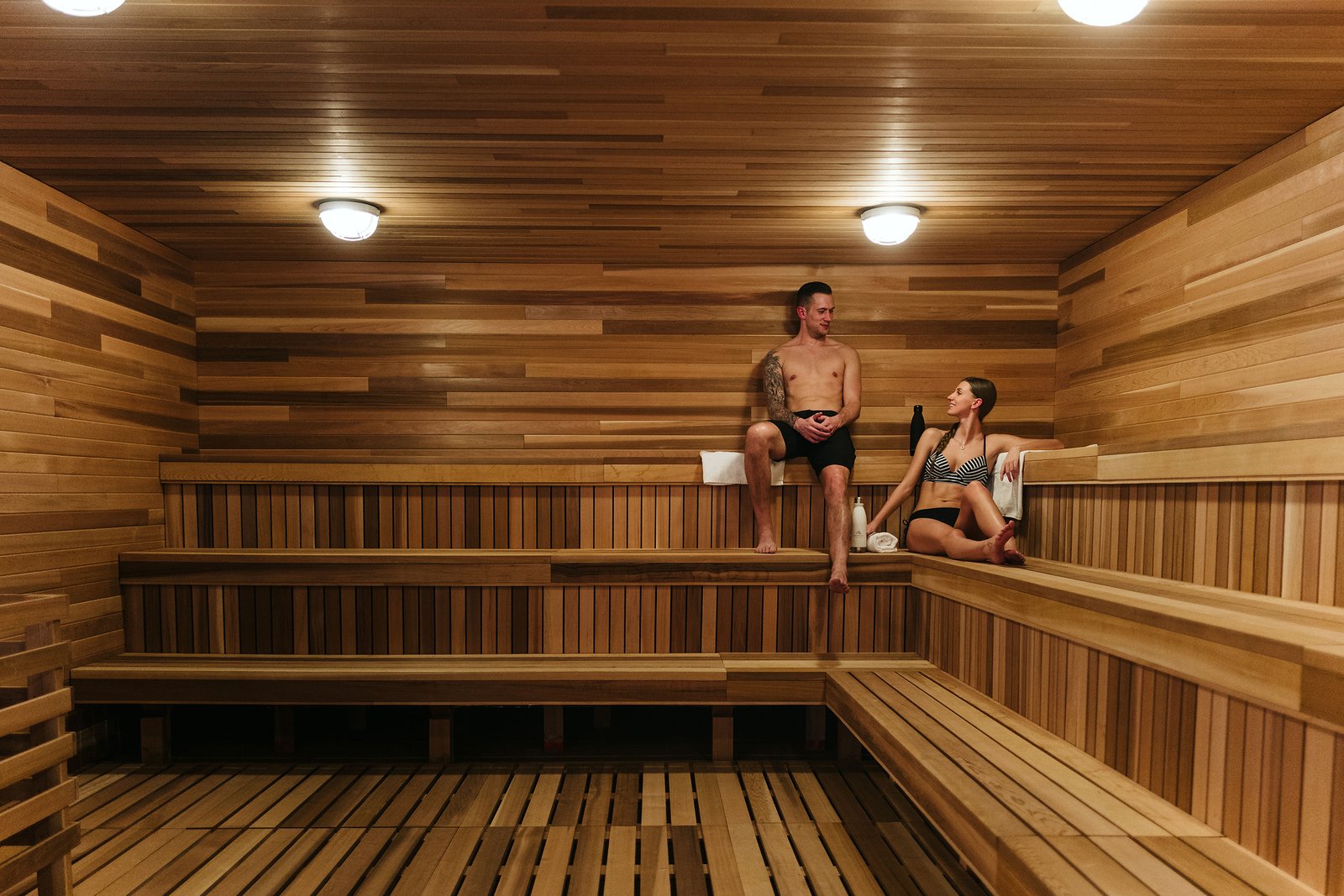 Couple Nordic Spa Sauna – Travel Alberta Mike Seehagel